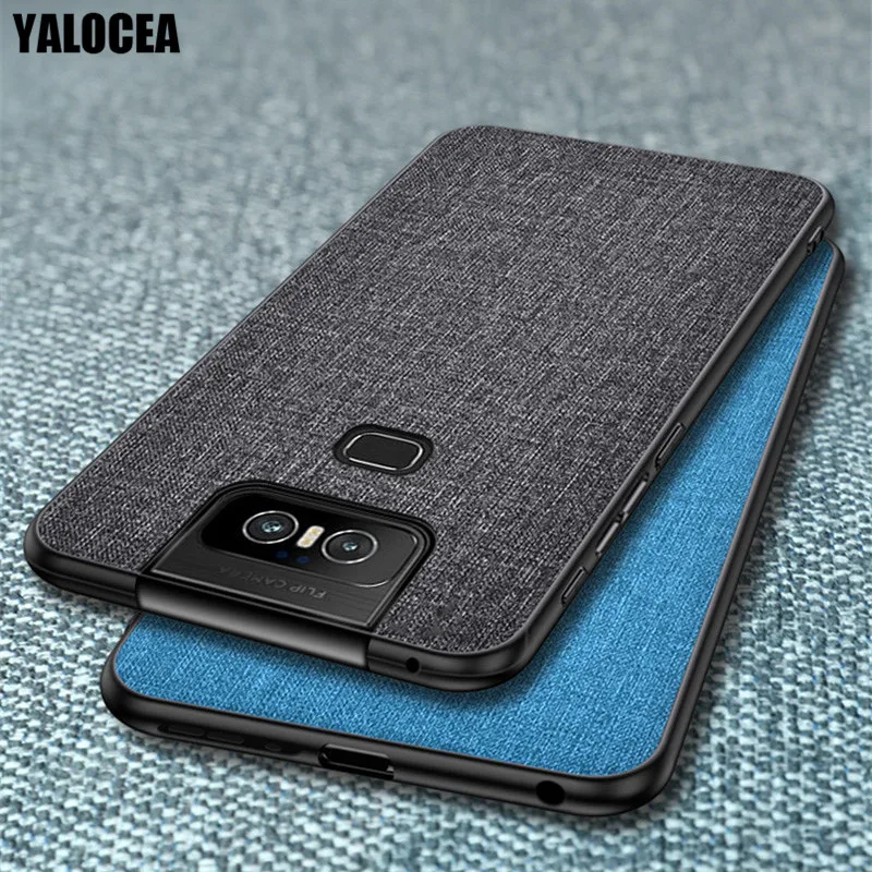 Чехол для Asus Zenfone 6 тонкий тканевый в деловом стиле матовая жесткая задняя крышка