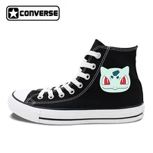 Anime Converse Chuck Taylor 2 Colors Black White All Star Skateboarding Shoes Pokemon Bulbasaur Canvas Sneakers