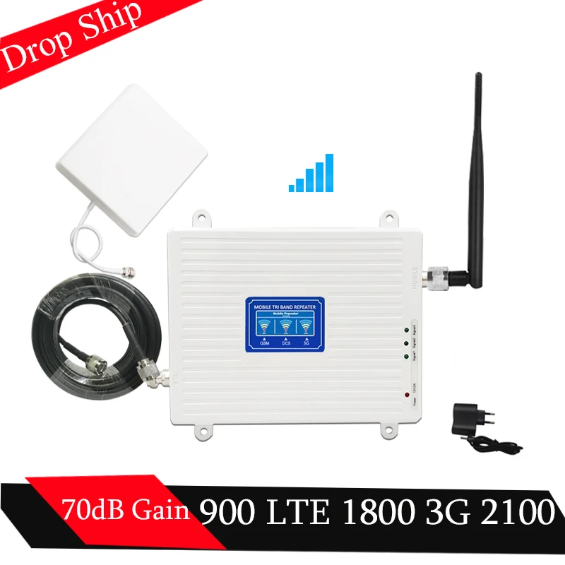 

900 1800 2100 Tri-Band Signal booster 2G 3G 4G Signal Repeater De Sinal De Celular DCS WCDMA Amplificateur cellphone 4G Antenna