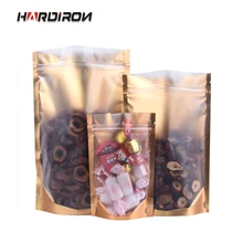 HARDIRON 골드 알루미늄 가방 한쪽 지우기 창 지퍼 잠금 가방 음식 서 포장 주머니 플라스틱 저장 가방