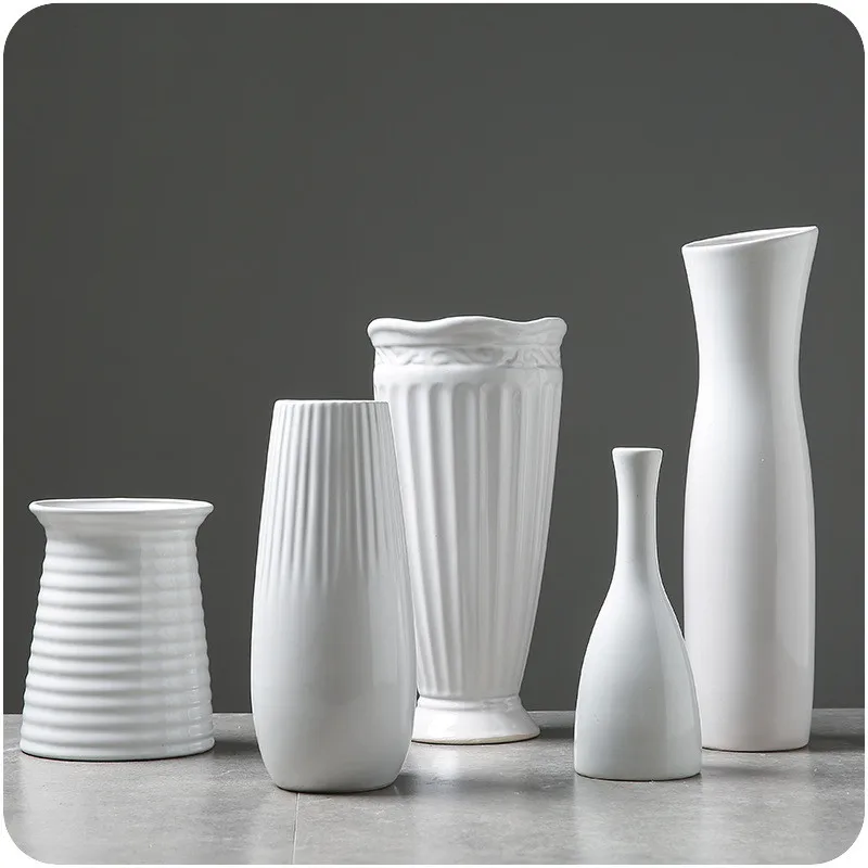 Solid White Vase Ceramic Home Decorative Flower Pots Planters Home Vase Accent Decor Solid White Vase Ceramic Home Decorative Flower Pots Planters Home Vase Accent Decor