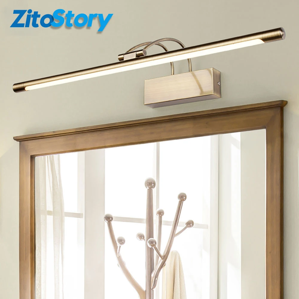 

Modern Bronze Indoor LED Wall Lights Top Mirror Vanity Picture Lighting Fixtures 45-75cm long Bathroom Wall Sconce lamp110V/220V