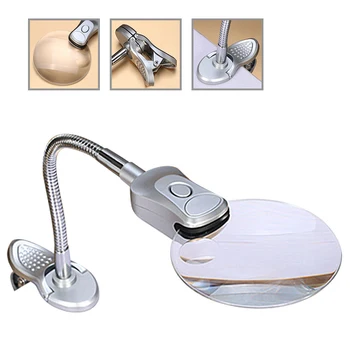 

90mm 2 LED Table Magnifier Lamp Magnifier Clip-on Desk Table Magnifying Glass Loup