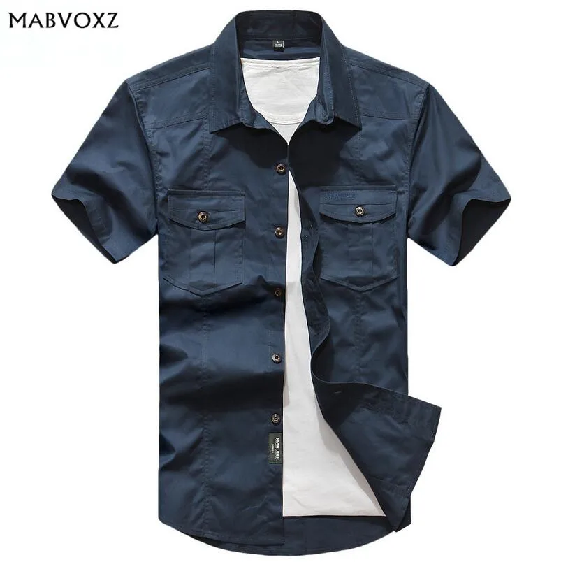 Плюс размеры для мужчин рубашка короткий рукав 2018 Хлопок Мода 100% Свободные Повседневное мужская одежда классические рубашки