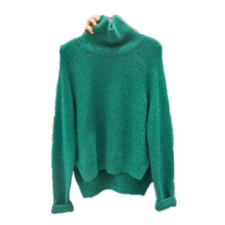 

Knitted Pullover Turtleneck Sweater Winter Woman Sweater Knitting Pullovers Green Gray Solid Slim Autumn Sweaters