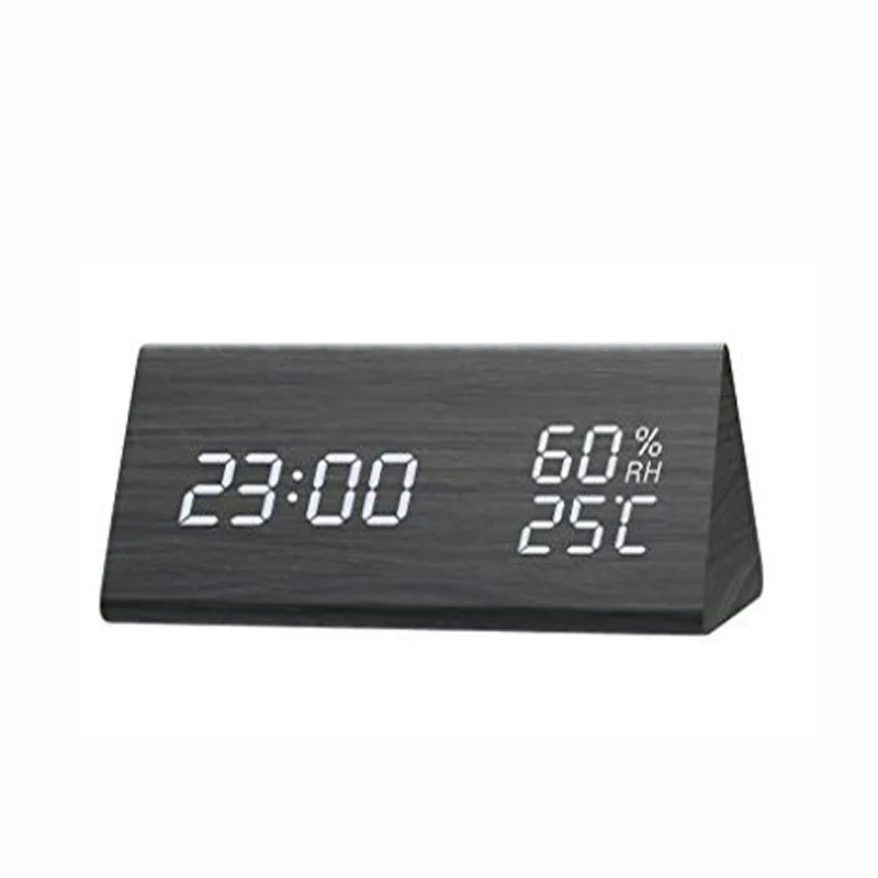 

Despertador Temperature Sound Control LED Display Electronic Desktop Digital Table Clocks High Quality Wood LED Alarm Clock