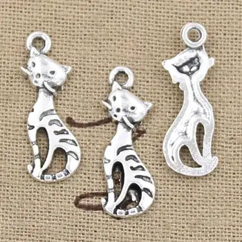 

15pcs Charms Cat 25x9mm Antique Making Pendant fit,Vintage Tibetan Silver color,DIY Handmade Jewelry