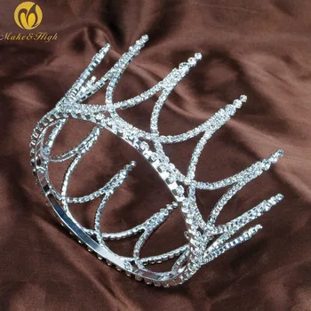 

Pretty Women Bridesmaid Tiara Hair Crown 2.5" Clear Austrian Rhinestones Headband Wedding Pageant Art Deco