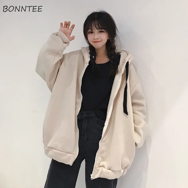 

Hoodies Women 2019 Winter Warm Harajuku Oversize Ulzzang Trendy Students Letter Printed Cotton Long Sleeves Womens Sweatshirts