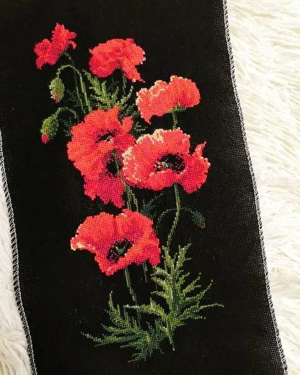 Red poppy flowers cross stitch package plant sets aida 18ct 14ct 11ct black cloth people kit embroidery DIY handmade needlework