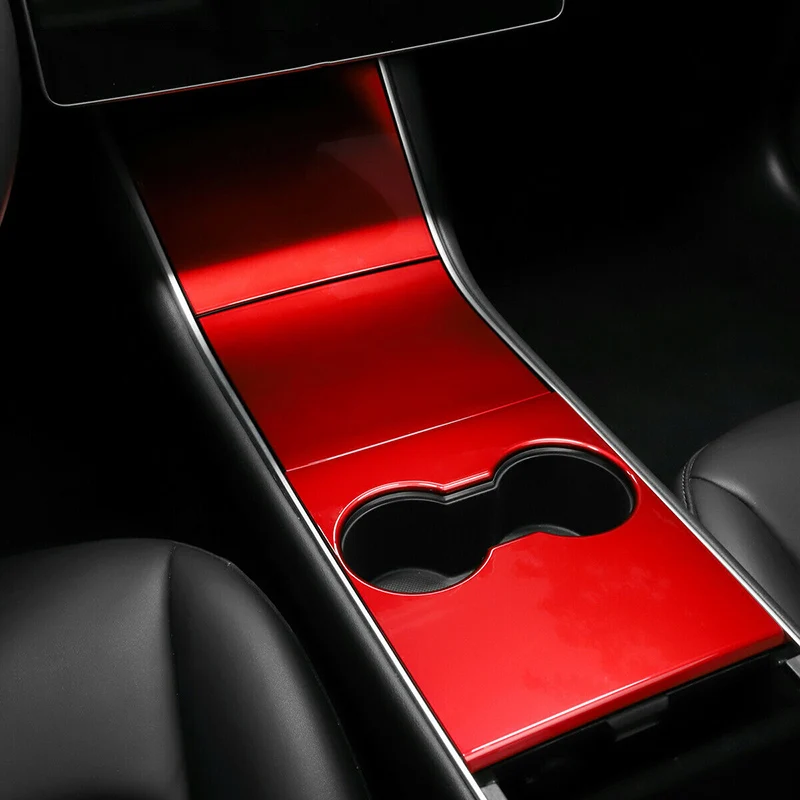 

4pcs ABS Plastic Car Inner Water Cup Holder Frame Cover Trim 23.5CM*19CM*1.08CM For Tesla Model 3 2018-2019 Red