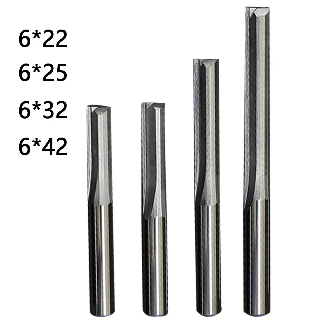 Milling Cutter 1pc 6mm/4mm Shank Two Flutes Straight Router Bits for