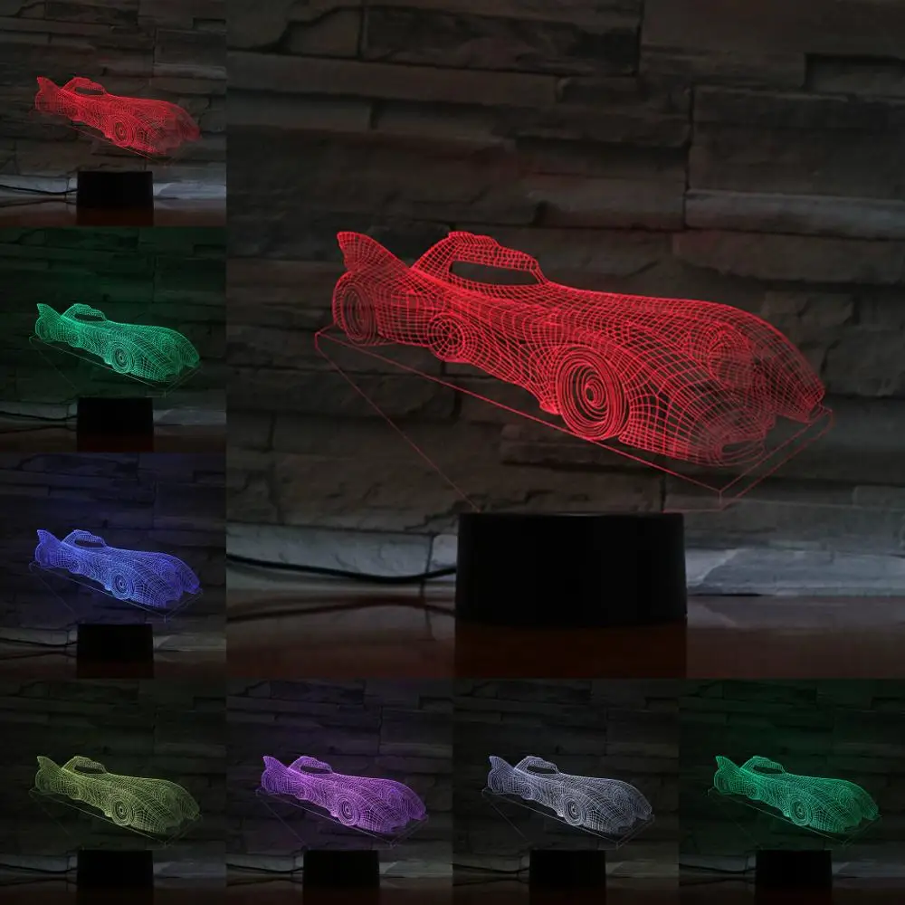 

Super Racers Cars Speed Champions Racing Supercar 3D Lamp Night Light LED Bulb Multicolor Christmas Gift For Children Touch