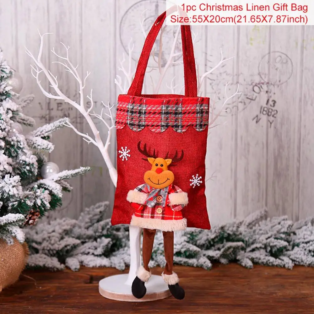 Huiran Christmas Candy Gift Bags Merry Christmas Decorations For Home Xmas Santa Claus Gift Bag Happy New Year Navidad - Color: elk