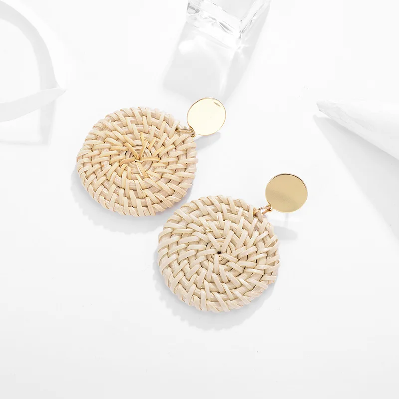 

2019 New Drop Earrings Fashion Jewelry Gold Dangler Female Accessories Round Disk Brincos Weaved Earrings Elegant Party Jewelry