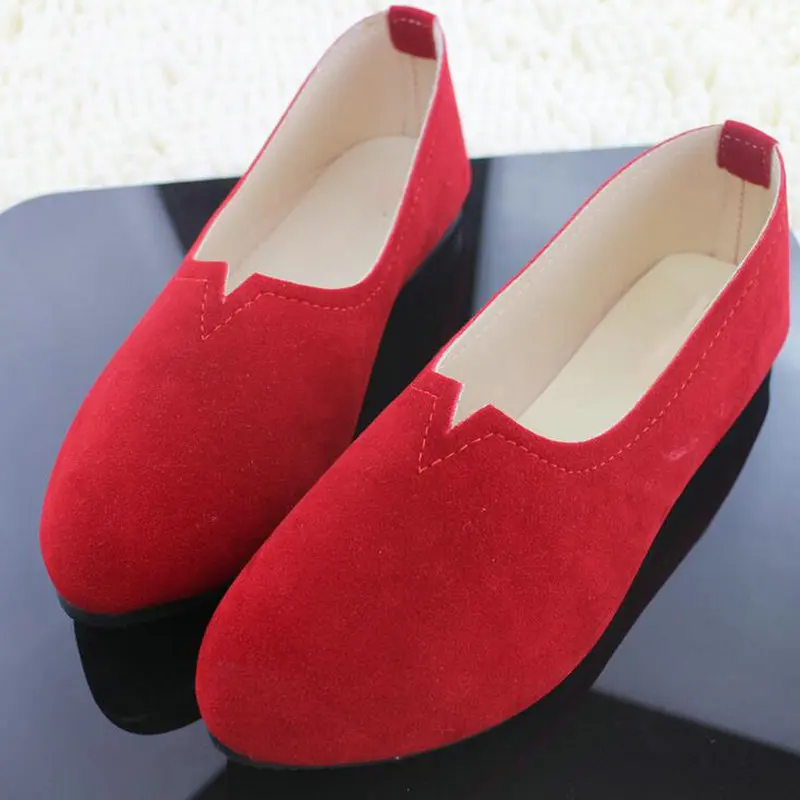 

2018 new fashion Shallow slip on flock shoes casual flats 12 colors breathable sneakers mather's big size 35-43 shoes WD-67