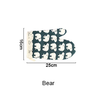 1 шт. термостойкие перчатки для микроволновой печи Нескользящие изолированные хлопковые Прихватки горшок держатель для миски кухонные инструменты для приготовления пищи - Цвет: bear