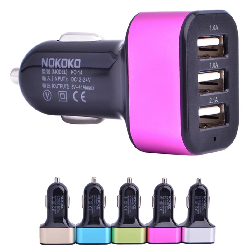 5V 2.4A 3 Ports USB Car Charger for iPhone 5 6s Samsung S7 Note 7 LG G5 Oneplus 3 Universal Mobile Phone Charger USB Adapter