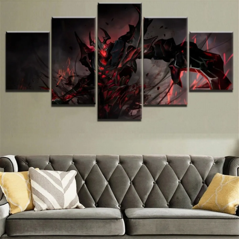 DotA 2 Shadow Fiend Game 5P Paintings Print on Canvas HD Abstract Painting Office Wall Art Home Decor Pictures | Дом и сад