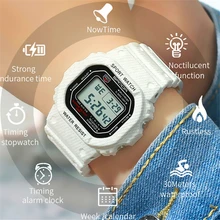 SANDA Women Watches Fashion Sport White Blue Band LED Digital Waterproof Quartz Movement Ladies Women’s Wristwatches