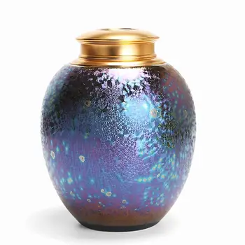 

Gradient Glaze Ceramic Funeral Pet Urn for Memorials - Small - Holds Up to 30 Cubic Inches of Ashes