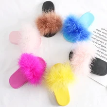 Тапочки с натуральным мехом; Детские ползунки для девочек; пушистые тапочки с енотом; Chinelo; летние пляжные тапочки для детей