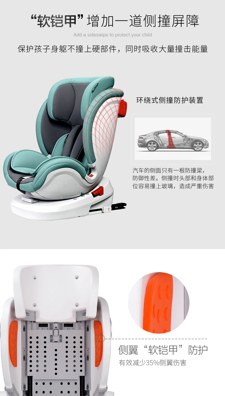 Безопасность детей сиденье 360 вращающееся детское сиденье безопасности сиденье интерфейс ISOFIX автомобиль 0-12 лет может для сидения и лежания