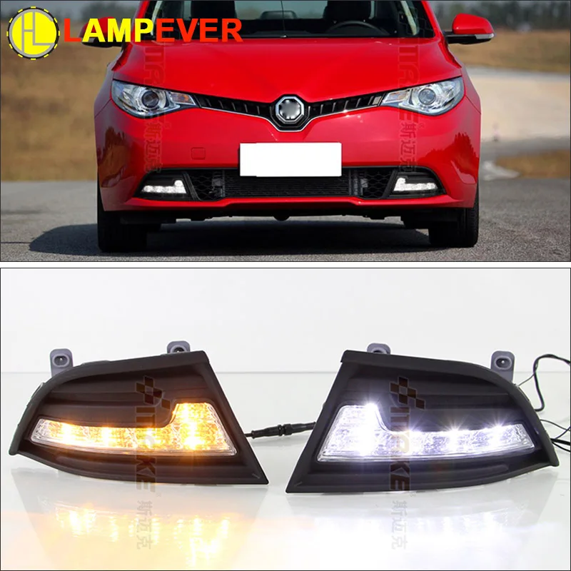 Lampever high quality ! 12V 6000k LED DRL Daytime running light for MG GT Fog lamp frame Fog