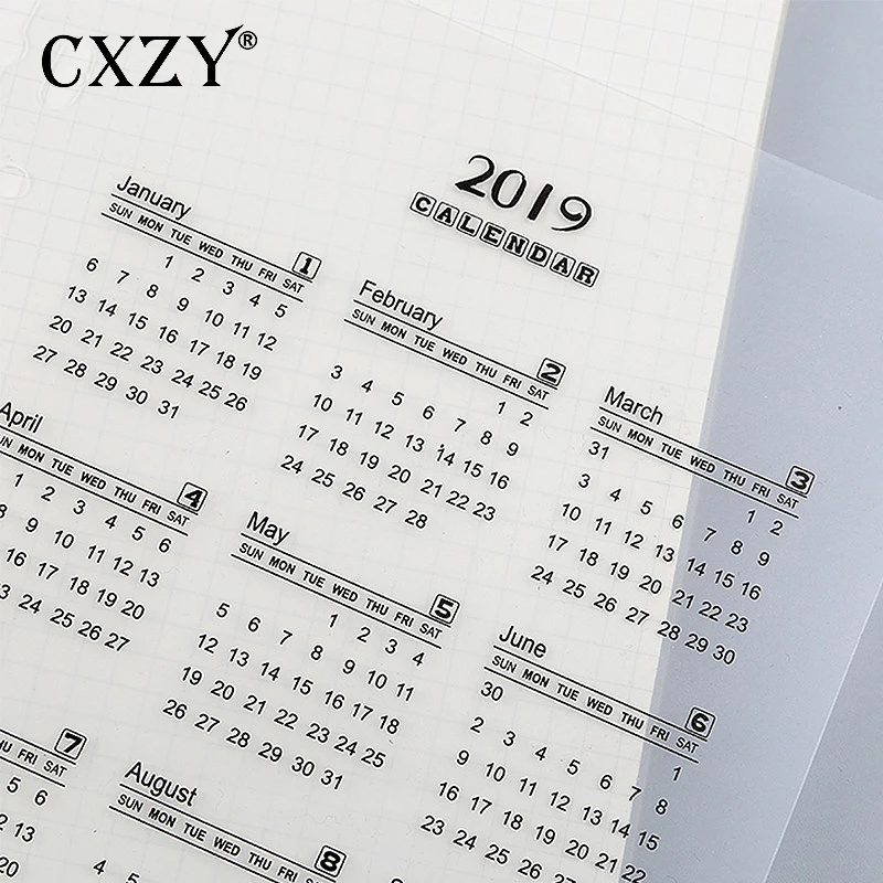CXZY 2019 календарь PP binder standard 6 отверстий сепаратор для A5 A6 ноутбук школа