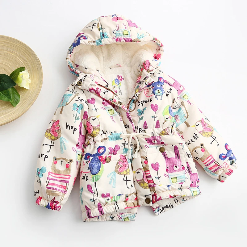 Jaquetas para Meninas Cabolsas com Capuz Roupas do Bebê Novo Outono Inverno Crianças t Graffiti Parkas Bebê Meninas Quente Outerwear 1-7 10 bebê meninas quente outerwear crianças roupas do bebê