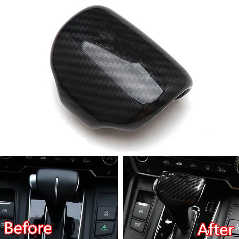 

YAQUICKA For Honda CRV CR-V 2017 2018 2019 Car Gear Shift Knob Cover Sticker ABS Carbon Fiber Styling Interior Car Accessories