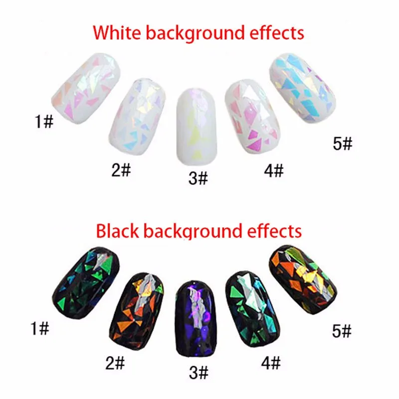 5 цветов/Набор для дизайна ногтей сломанные стеклянные части зеркальные фольги DIY наклейки для ногтей трафарет декоративные наклейки инструменты Зеркальная Наклейка из фольги