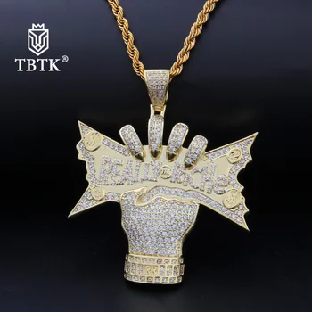 

TBTK Holding US Dollars Pendant Creative Rock Men Necklace REALLY RICHE Statement Necklace Micro-inlaid Zircon Fashion Pendants