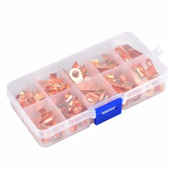 

70pcs Open Barrel Copper Ring Lug Terminals OT 10A-50A Wire Crimp Connectors Assortment Kit