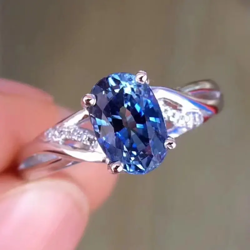 Ограничен! 100% натуральный 5*7 7 Сапфир с SRI Ланки кольца из 18k белого золота