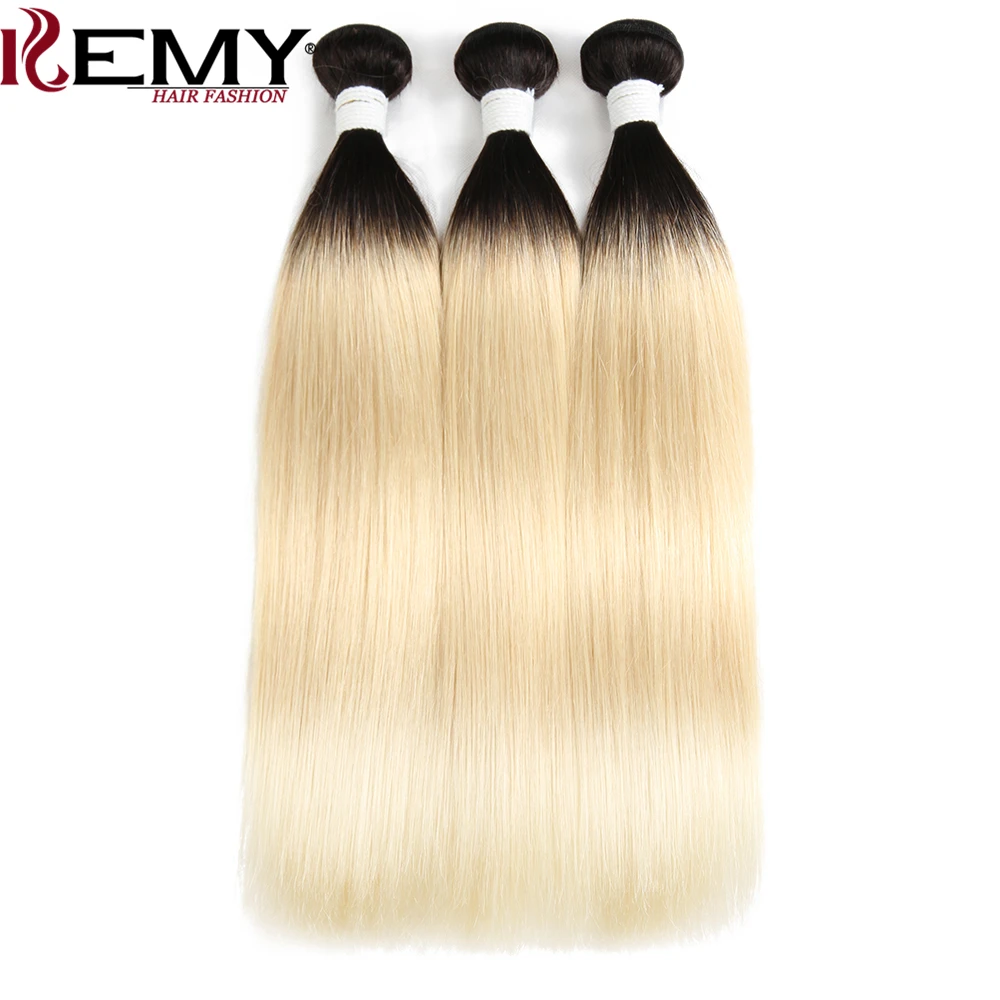 Omber Blonde 1B/613# бразильские прямые человеческие волосы, пучок 2 или 3 шт kemy Hair 8 до 26 дюймов Remy человеческие волосы для наращивания - Цвет волос: P6/613