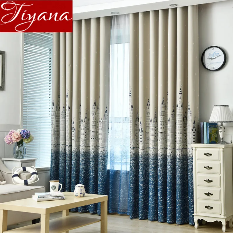 

Curtain For Living Room Children Bedroom Cartoon Sea Castle Printed Voile Curtain kids Curtains Cloth Tulle Cortinas T&230 #20