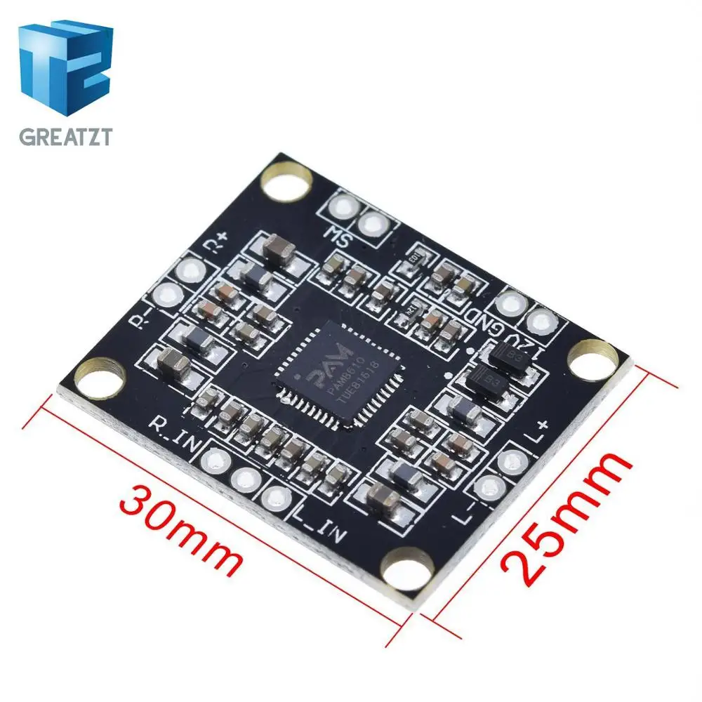 Плата цифрового усилителя мощности GREATZT PAM8610 2x15 Вт двухканальная стерео мини
