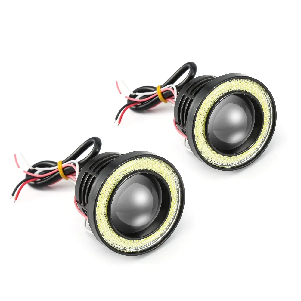 

2pcs Waterproof Projector LED Fog Light With Lens Halo Angel Eyes Rings COB Light 30W White 12V SUV ATV Off Road Fog Lamp DRL