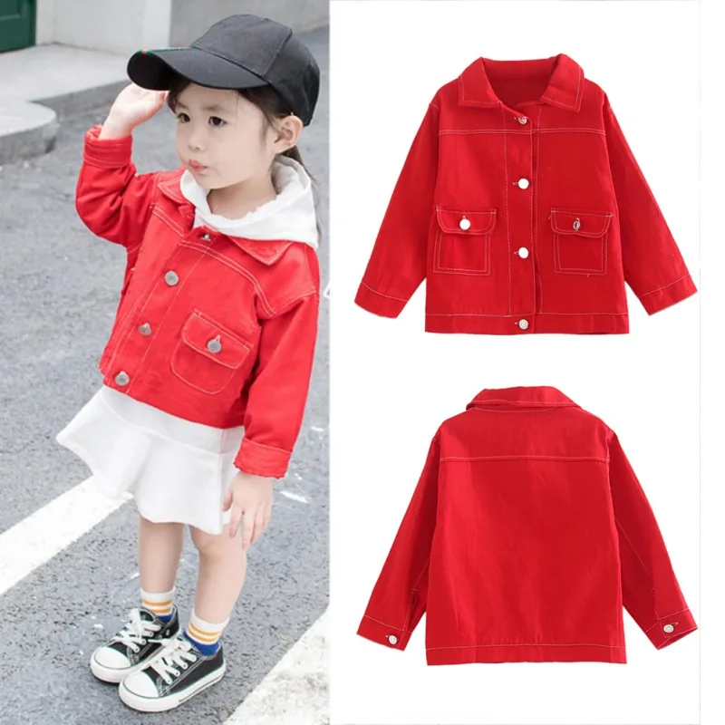 Baby Girls Autumn Red Jacket For Girls Coat Kids Warm Hooded Outerwear