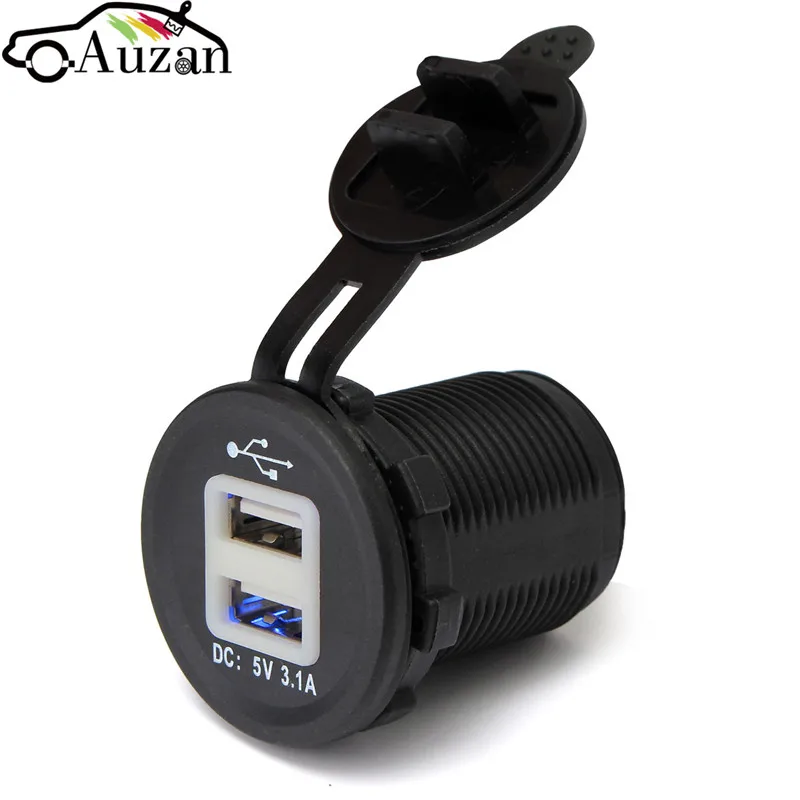 

Blue LED Car Cigarette Lighter Socket Dual USB Charger 2 Port Power Adapter Outlet 5V 2.1A/1A Cigarette Lighter