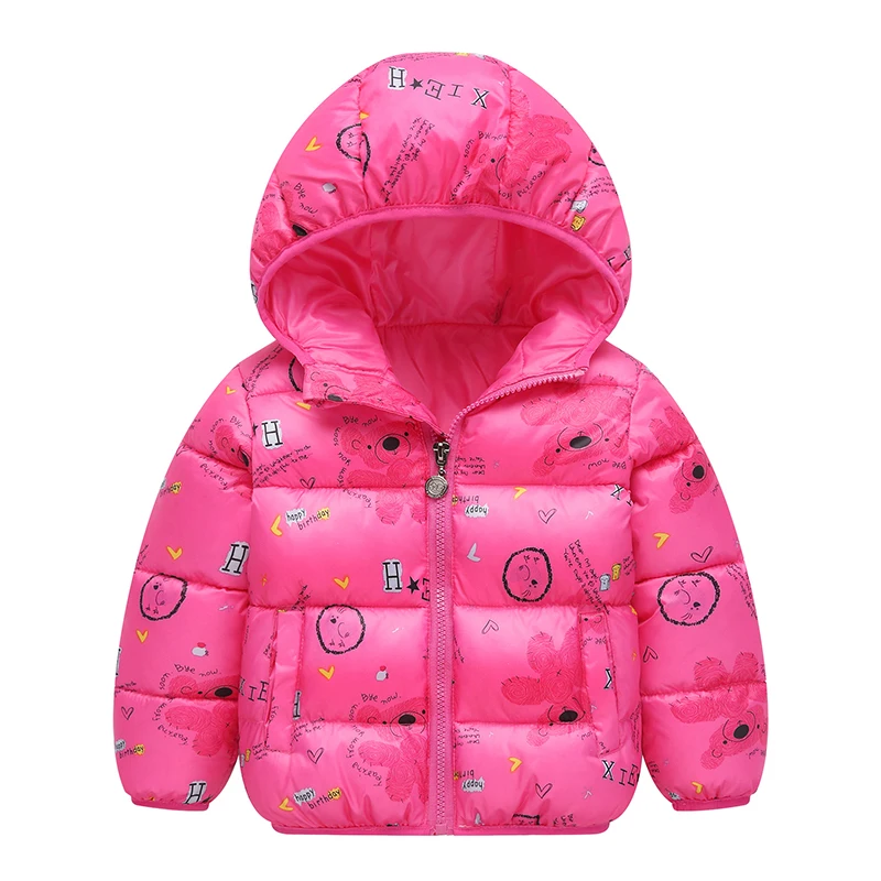 BINIDUCKLING/ г. Новая Осенняя зимняя куртка для маленьких мальчиков теплые плотные зимние пальто с рисунками животных для девочек легкий пуховик, пальто