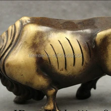 " Народная Китайский Чистая Бронзовый Богатство JiXiang Животных Bull Ox Статуя Скульптура