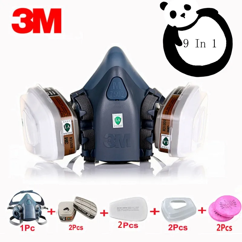 9-In-1-Suit-Gas-Mask-Half-Face-Respirator-Painting-Spraying-For-3-M-7502-N95__