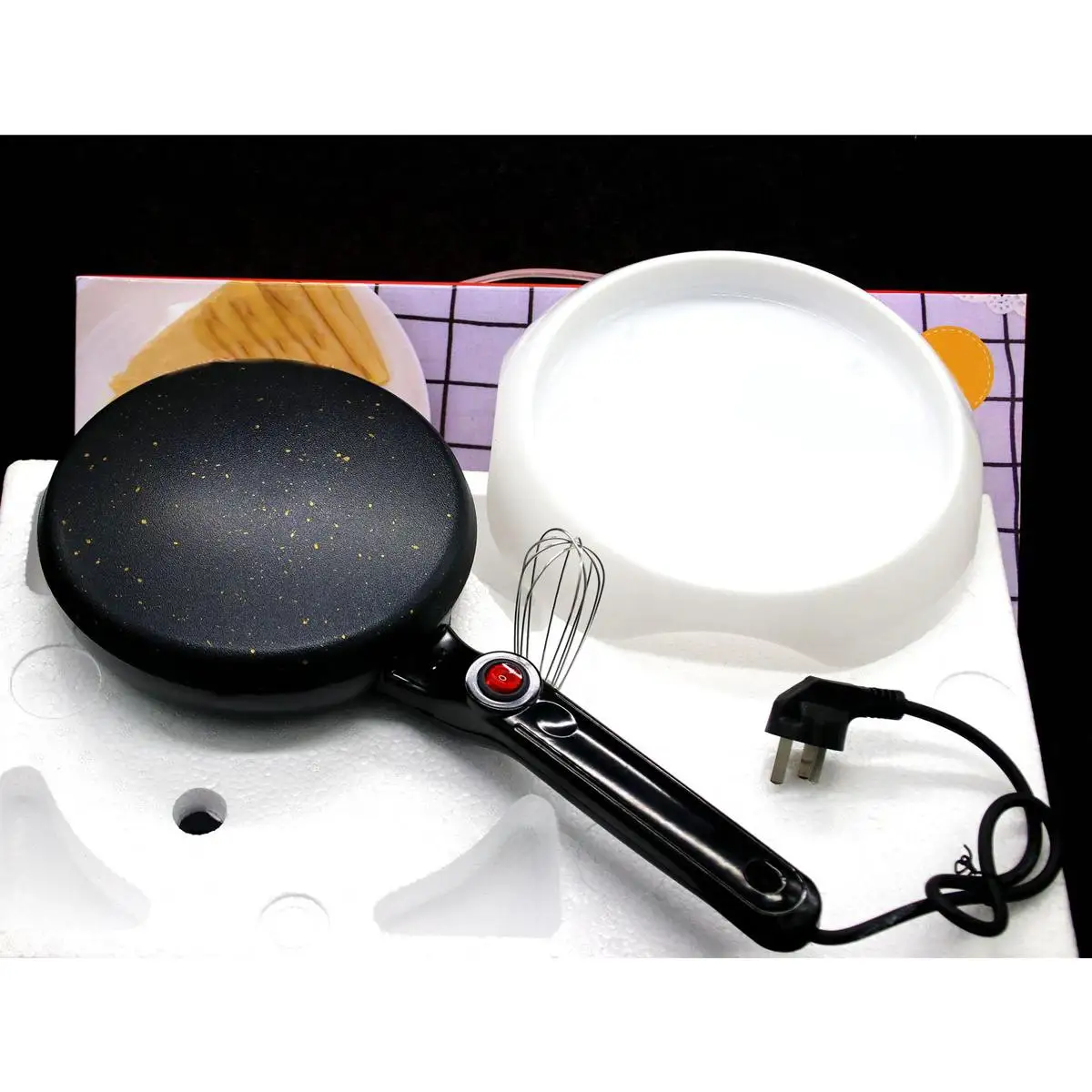 

600W Kitchen Electric Griddle Pancake Baking Crepe Maker Pan Pizza Cake Non-Stick Machine Home DIY Cooking Tools With EggBeater