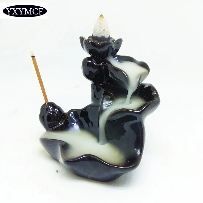 

Fingered Citron Backflower Incense Base Black Incense Base Mini Buddhism Decoration Incense Sticks Holders Ceramic Home Decor