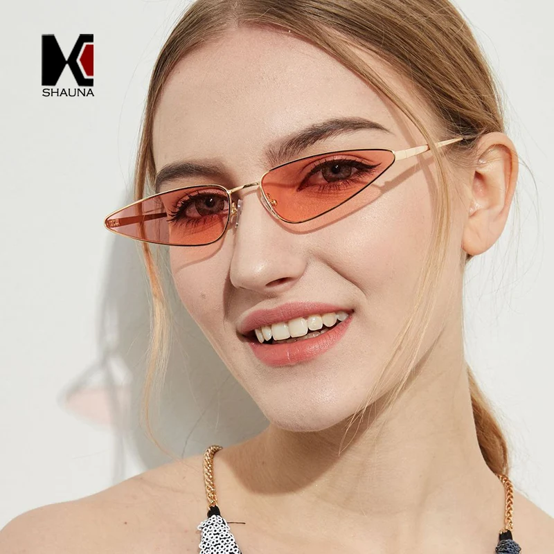 SHAUNA Популярные Для женщин очки маленькая кошка глаз оттенок ясно UV400|Женские