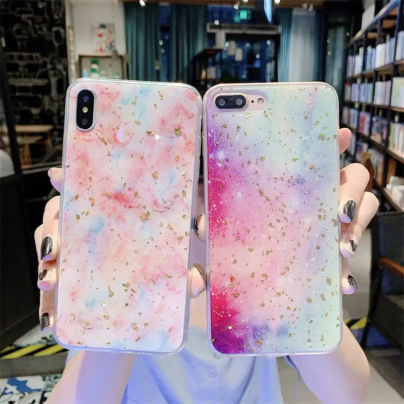 

Luxury Gold Epoxy rainbow Color Soft TPU Case for iPhone 6 6S 7 8 Plus 5 5S SE X 10 XS MAX Cell Phone Shockproof ultrathin Cover