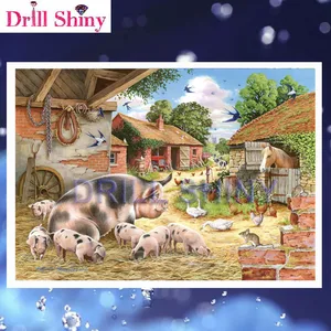 3D Full DIY Diamond painting Pig Cross stitch kit animal home garden Diamond embroidery horse 5d Diamond mosaic House poultry