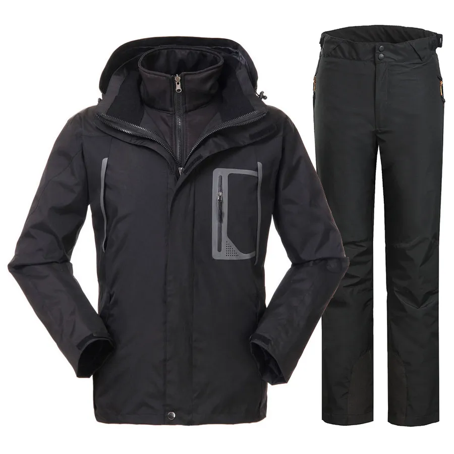 Grizzilla بدلة تزلج 2017 الرجال للماء رشاقته الدافئة الثلوج ملابس الشتاء التزلج الجبلية 3 في 1 سترات صوفية و السراويل